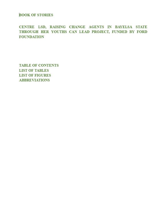 Bayelsa Book of Stories: Youths Can Lead