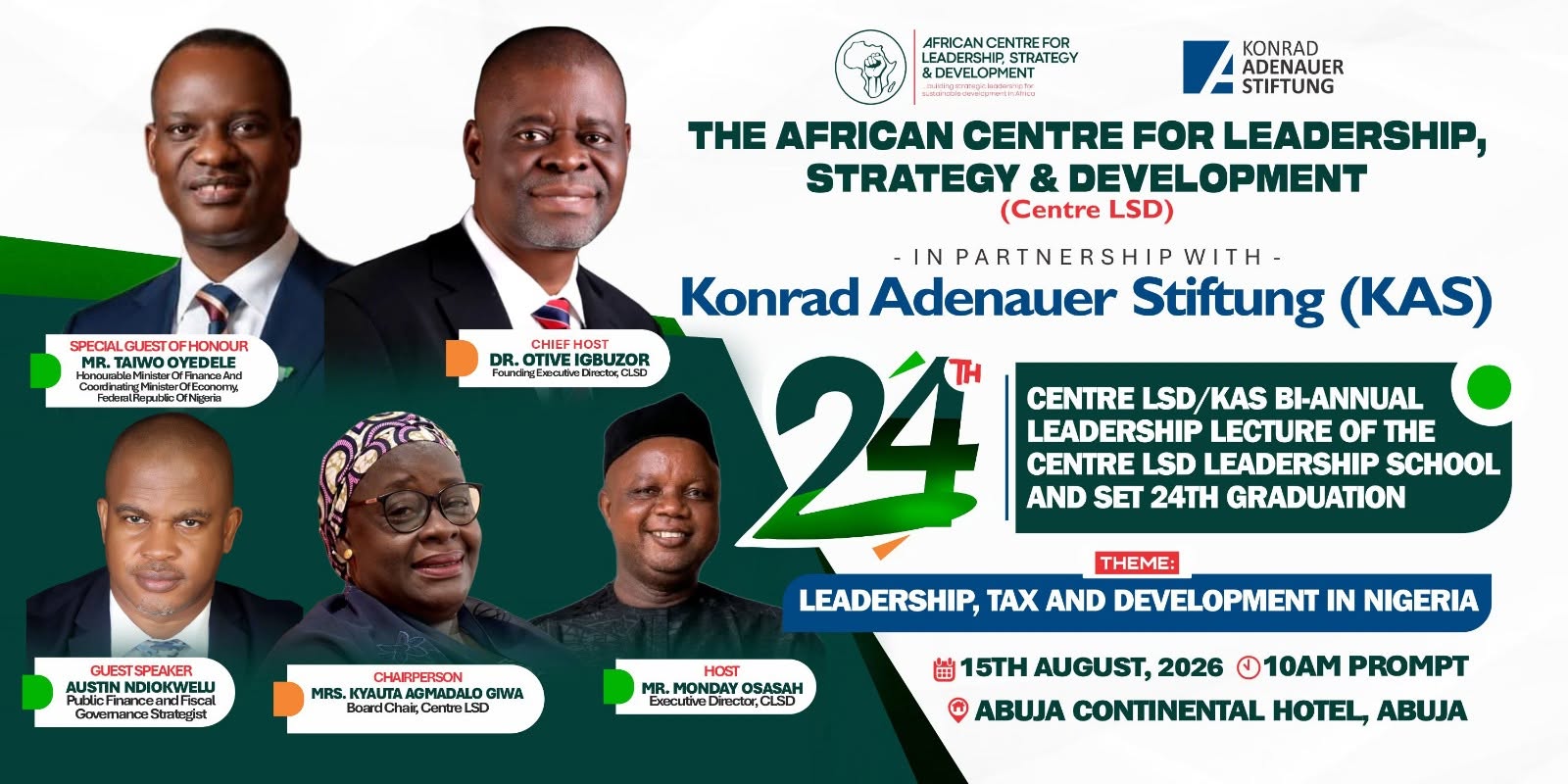 Centre LSD/KAS Holds 24th Bi-Annual Leadership Lecture and 24th Graduation Ceremony in Abuja
