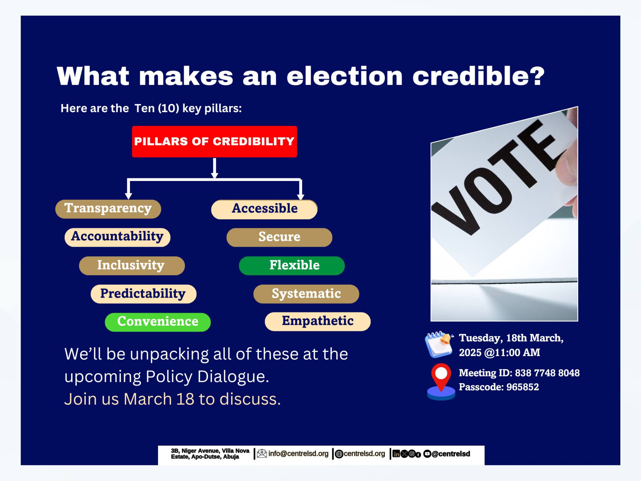 Centre LSD to Host Policy Dialogue on the Credibility Threshold of Elections in Nigeria