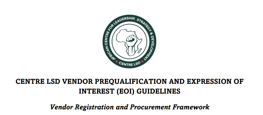 CENTRE LSD VENDOR PREQUALIFICATION AND EXPRESSION OF INTEREST (EOI) GUIDELINES