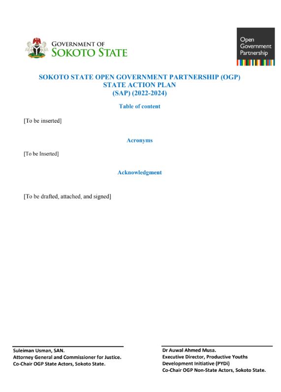 Sokoto State Open Government Partnership (OGP) State Action Plan (2022–2024)