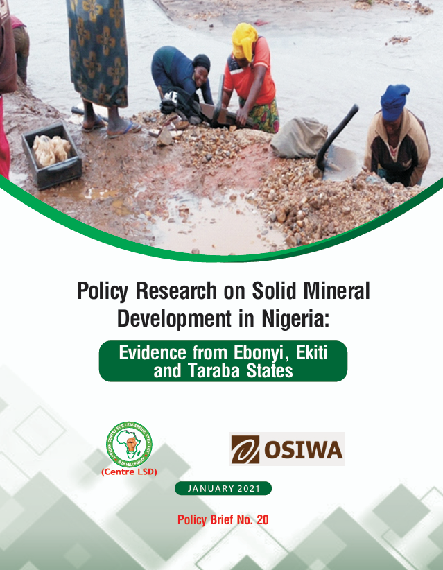 Policy Research on Solid Mineral Development in Nigeria Evidence from Ebonyi, Ekiti and Taraba State